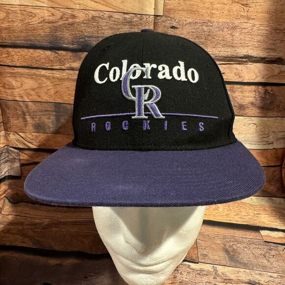 Colorado Rockies Hat Snapback Adjustable Cap Black Purple Baseball MLB 47 Brand - Picture 1 of 9